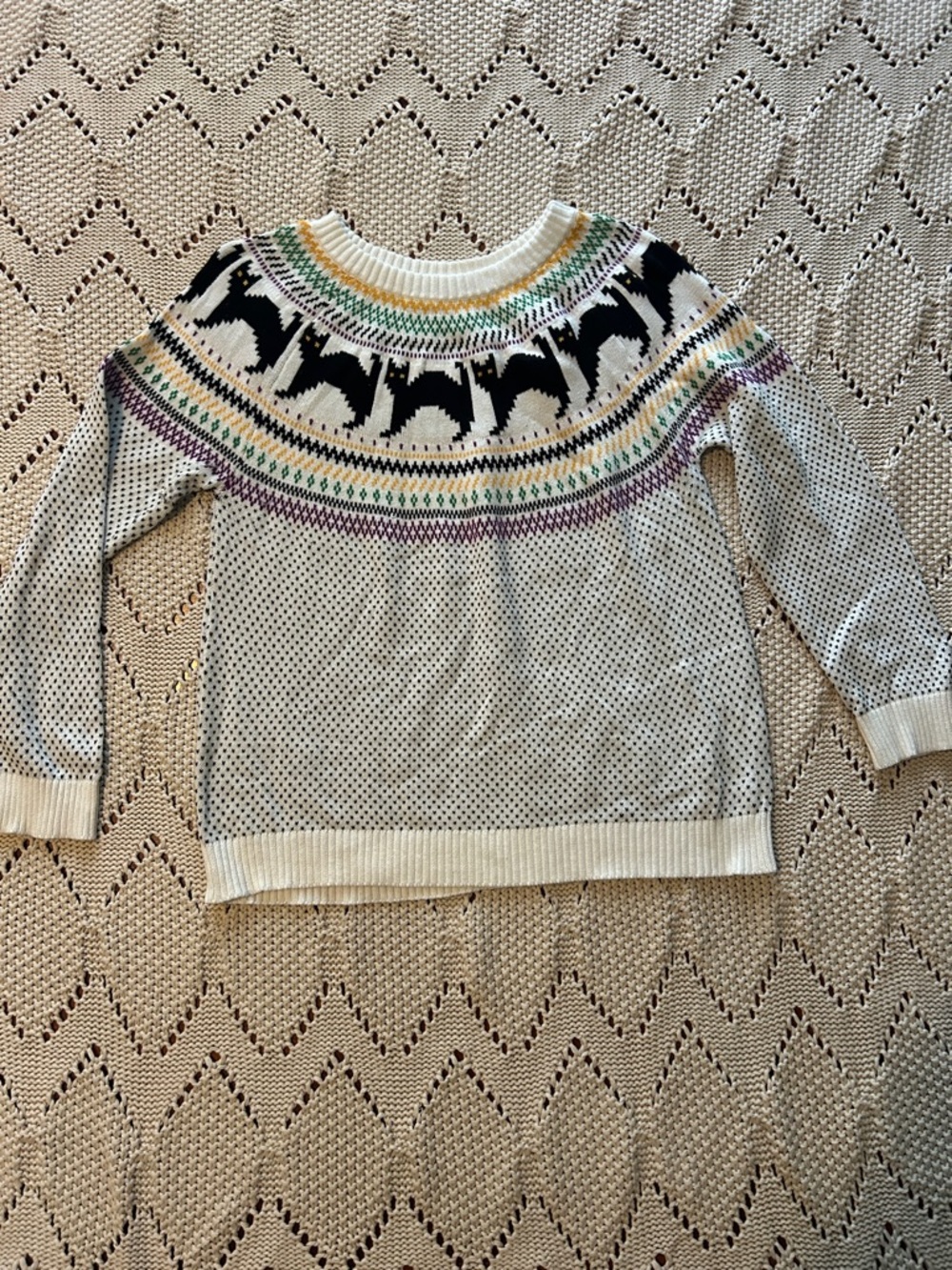 ModCloth Halloween Black Cat Fair Isle Sweater Sz XL